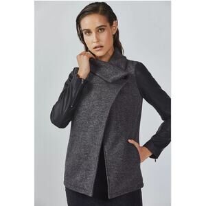 FABLETICS Faux Leather Milano Open Front Moto Jacket with Zipper Sleeve // S